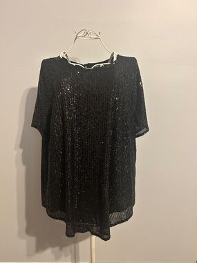 torrid Black Sequin Short Sleeve Tee